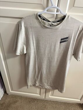 Hurley Men's Light Beige Short Sleeve Crew with Chest Logo